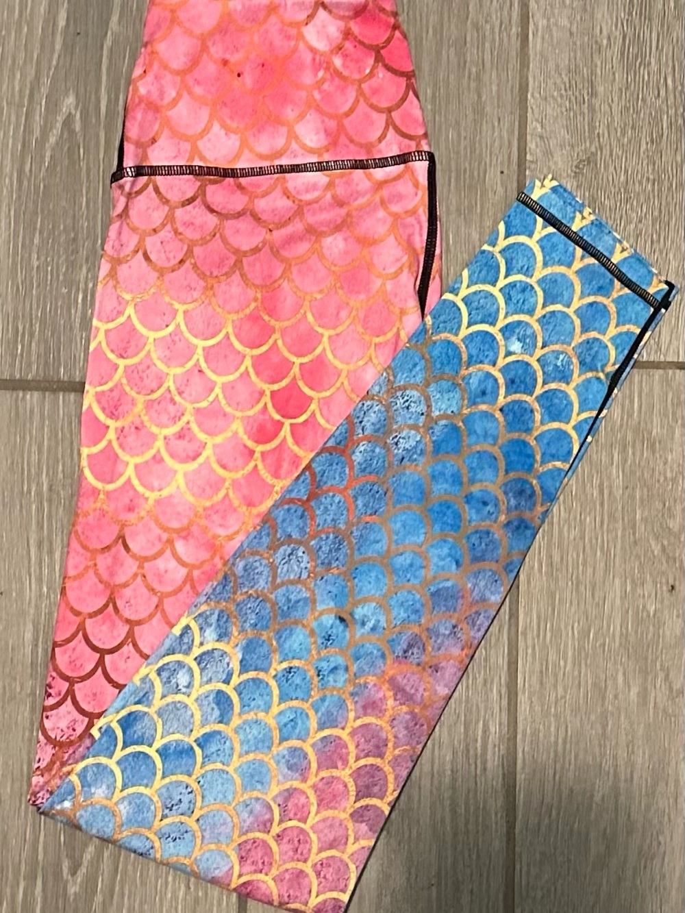 NEW! Women's Leggings Yoga Pants, Pink & Blue Mermaid Ombré Design
